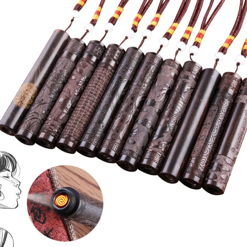 Electronics And Gadgets - Creative Carving Sandalwood Electronic Lighter Portable