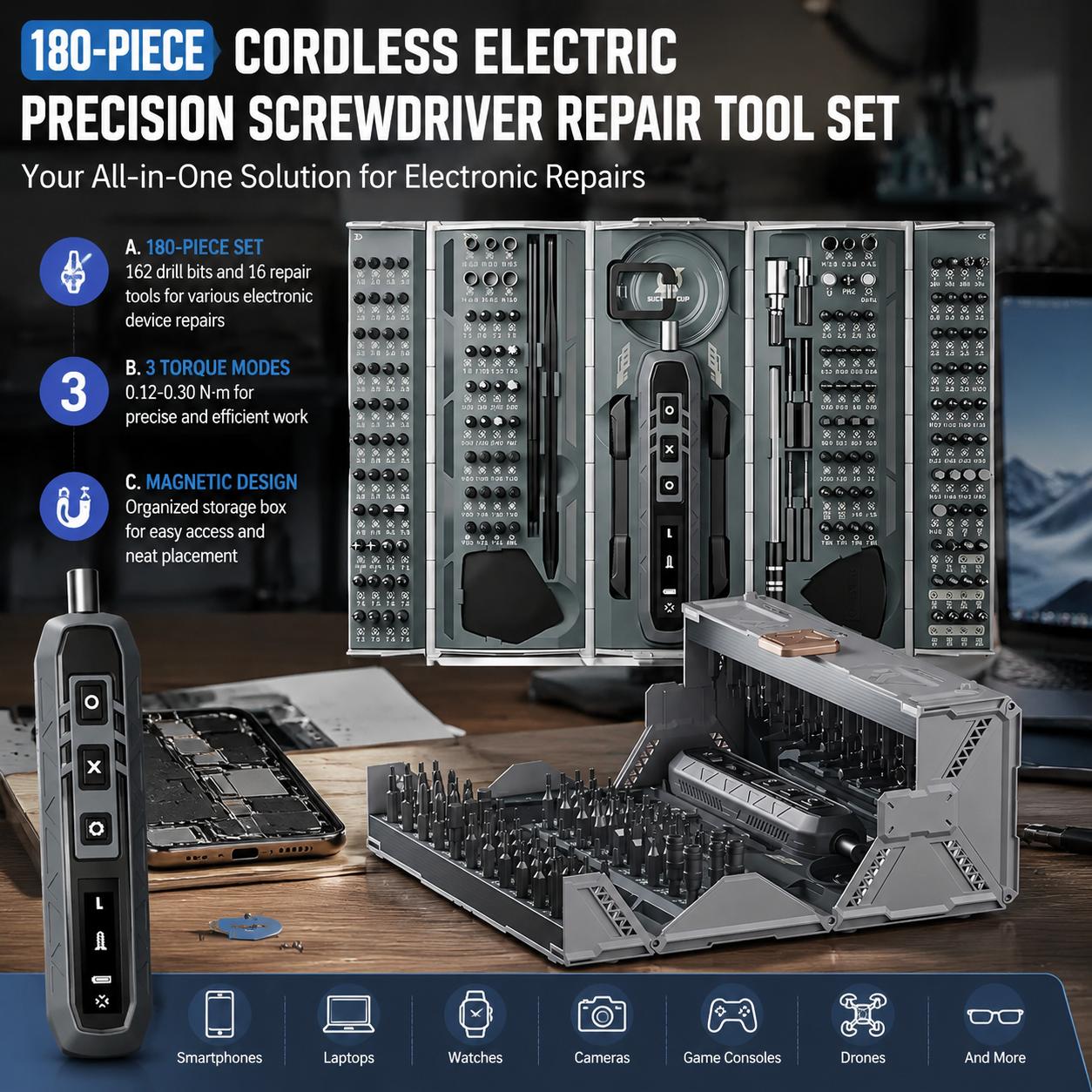 Electric Screwdriver Set 180 i - Electronics Repair Gadgets ulasan dan harga