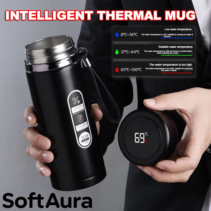 SoftAura Stainless Steel Therm - Smart Water Bottle Tracker ulasan dan harga
